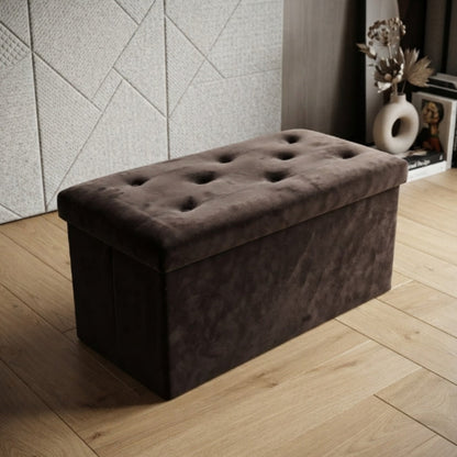 Foldable Velvet Designed Storage Ottoman -